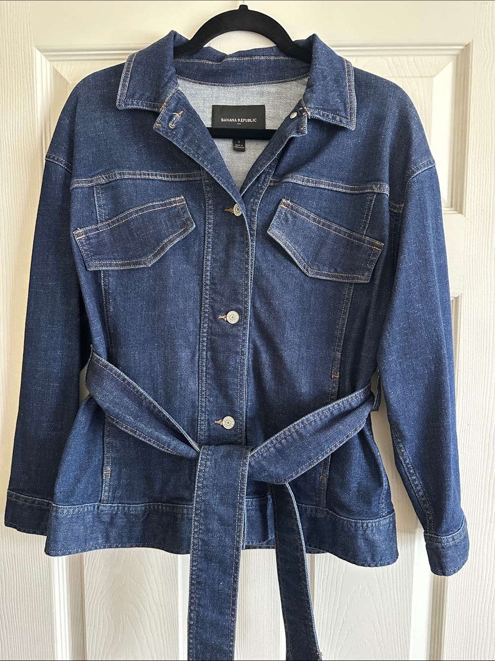 Banana Republic Indigo Denim Jacket with Waist Tie Size Small